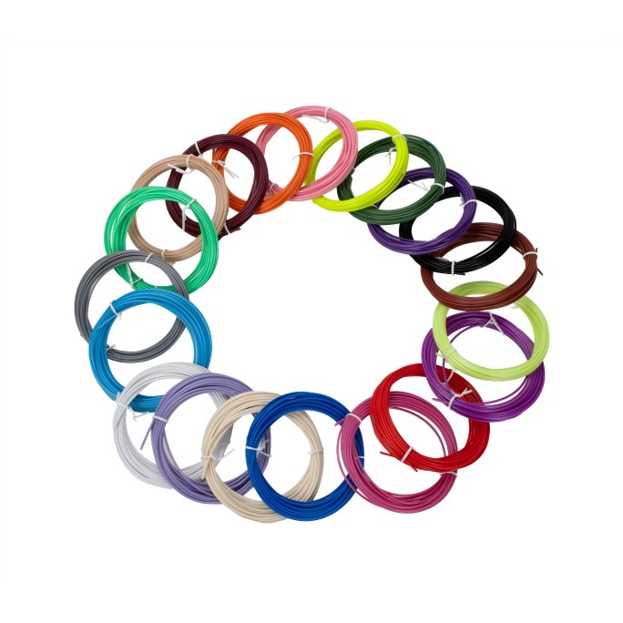 Vervangende filamenten AERIUM voor 3D-pennen, 1,75 mm PLA, 5 meter × 20 kleuren