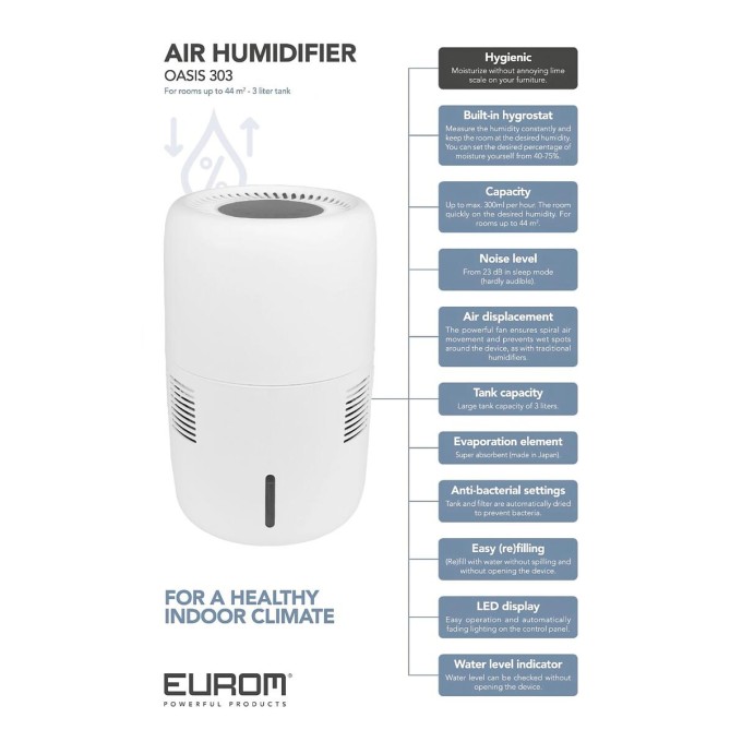 EUROM Oasis 303 Wi-Fi luchtbevochtiger